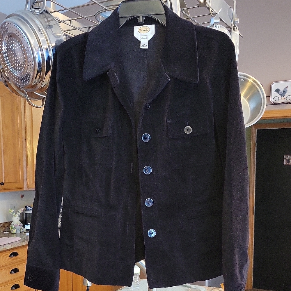 Talbots Black Corduroy Stretch Shirt Jacket Size 12